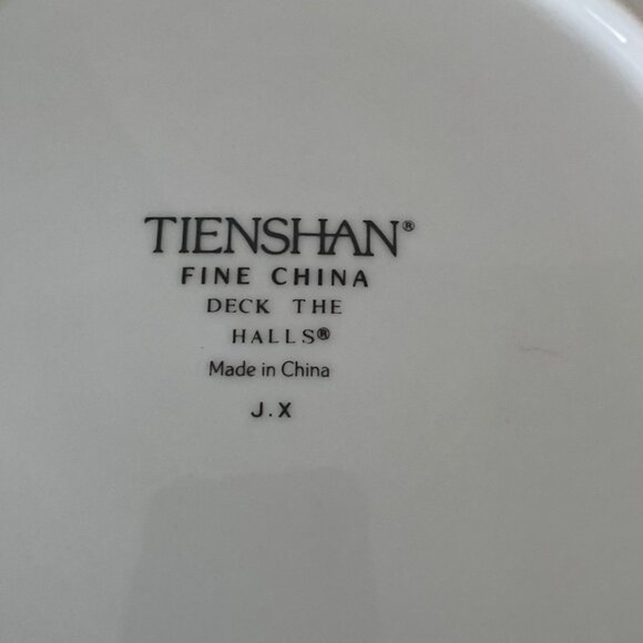 Tienshan Deck The Halls Cake Plate and Server Set Christmas Pattern 11 inch New - Picture 4 of 8